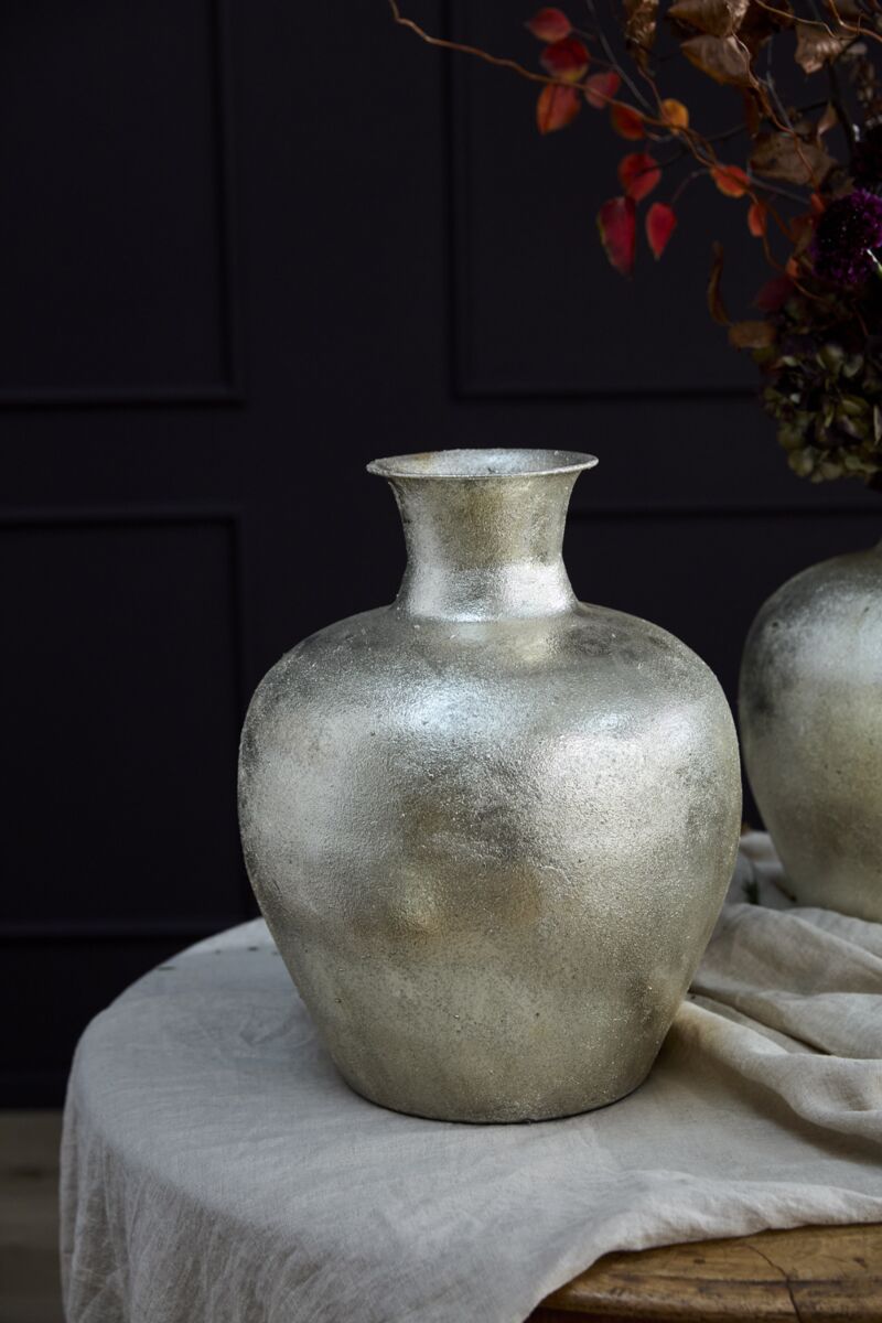 Design Shop Silver Silvery Sky Vase, 12.75" X 16".