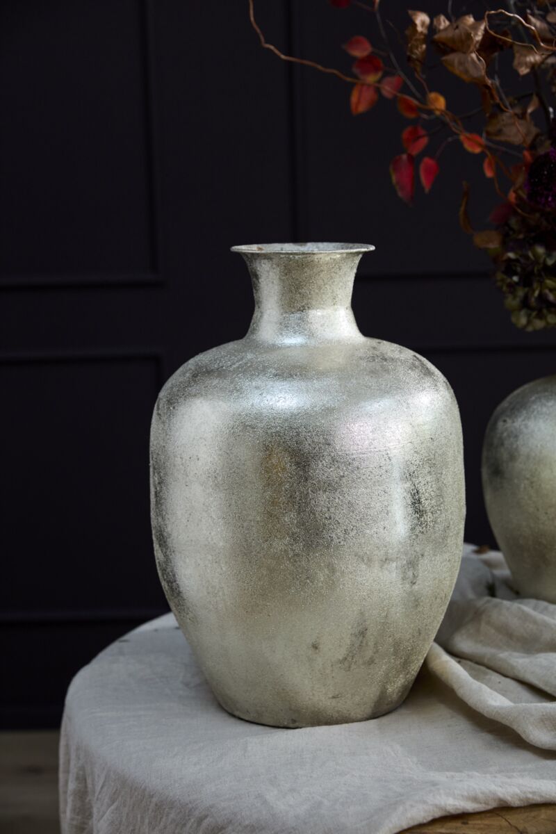 Design Shop Silver Silvery Sky Vase, 12.75" X 19"