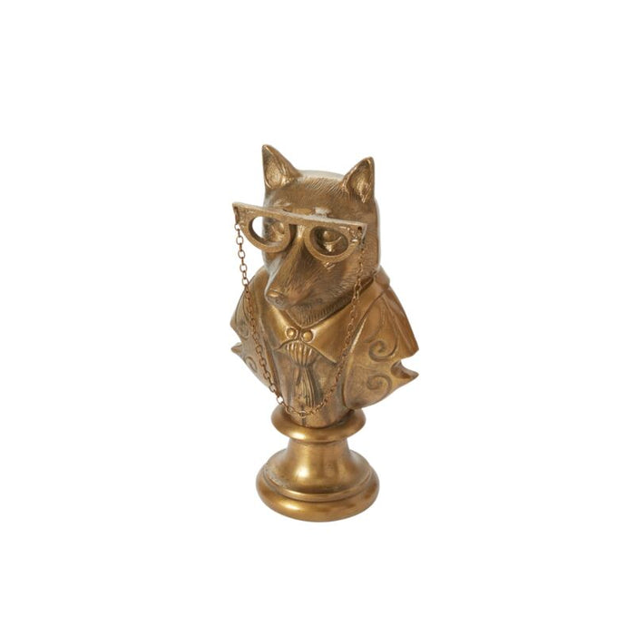 Design Shop Antique-Gold E+E Bust Collection Eloise, 7" X 14". Spectacled Fox.