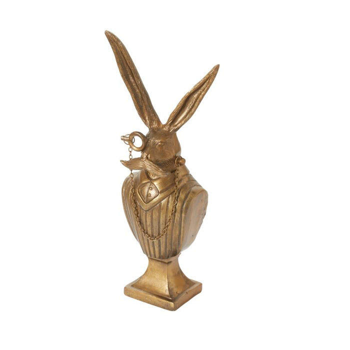 Design Shop Antique-Gold E+E Bust Collection Eric, 6.75" X 17.75". Mustached Hare.