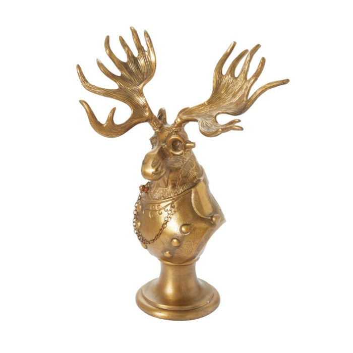 Design Shop Antique-Gold E+E Bust Collection Eugene, 14" X 18". Monocled Moose.