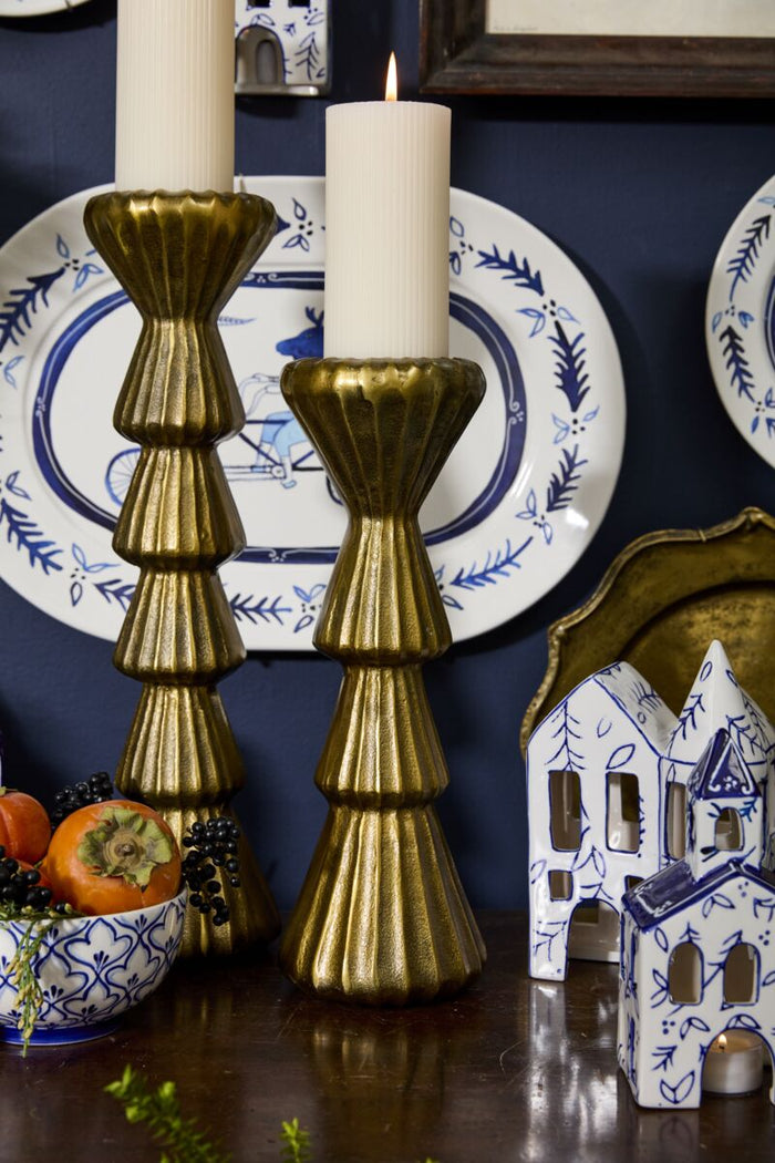 Design Shop Antique-Gold Newark Candleholder, 4.5" X 14".