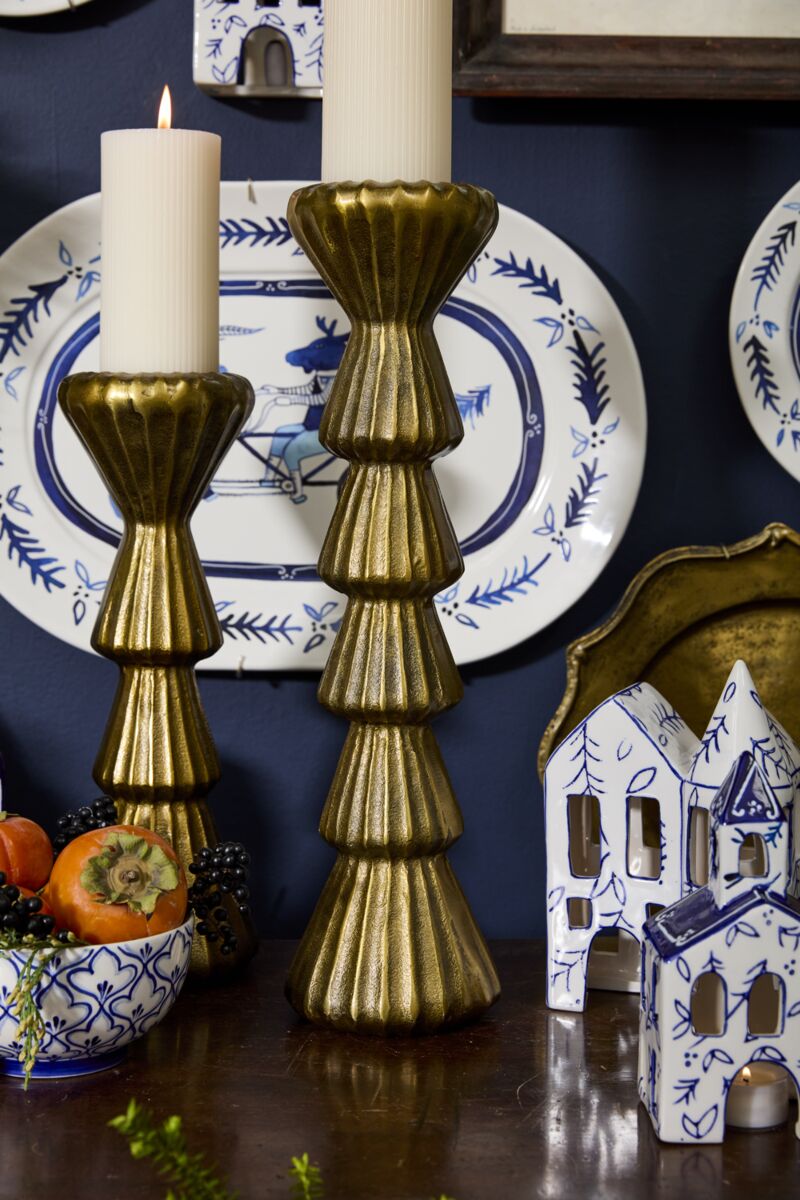 Design Shop Antique-Gold Newark Candleholder, 4.5" X 17.75".