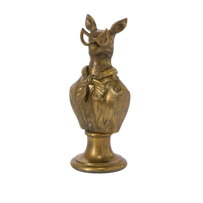 Design Shop Antique-Gold E+E Margie Bust Margie, 6" X 15.75". Scarf-adorned Doe.