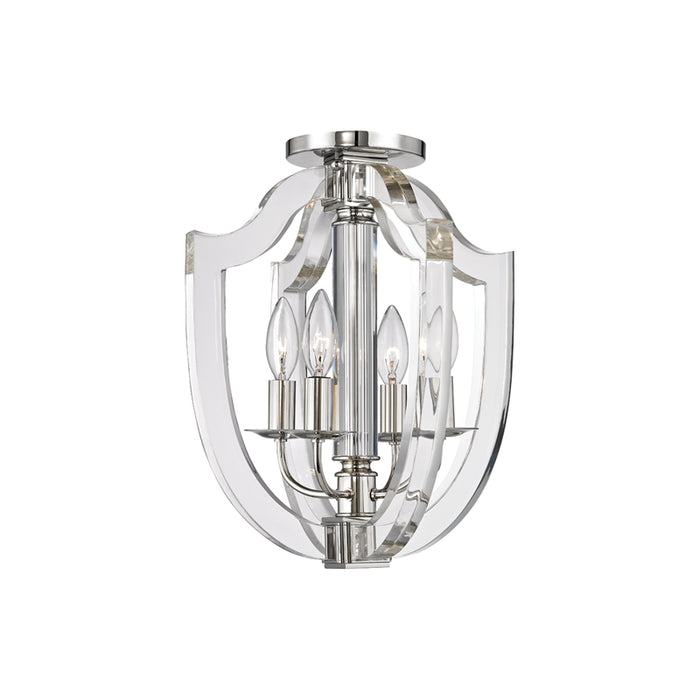 Hudson Valley Four Light Semi Flush Mount from the Arietta collection in Polished Nickel finish