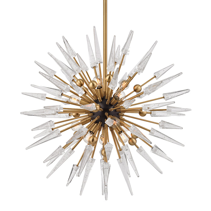 Hudson Valley 12 Light Chandelier from the Sparta collection in Aged Brass finish