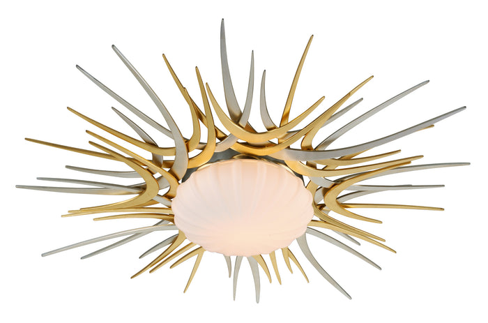 Corbett Lighting LED Flush Mount from the Helios collection in Gold And Silver Leaf finish