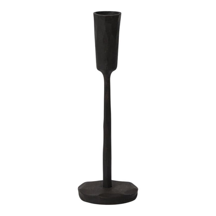 Black candle holder on a white background