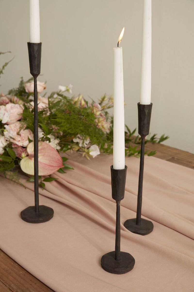 Design Shop Black Davina Collection Candlestick, 2.5" X 8".