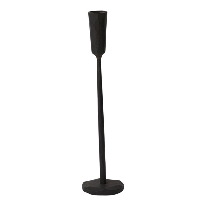 Black candle holder on a white background