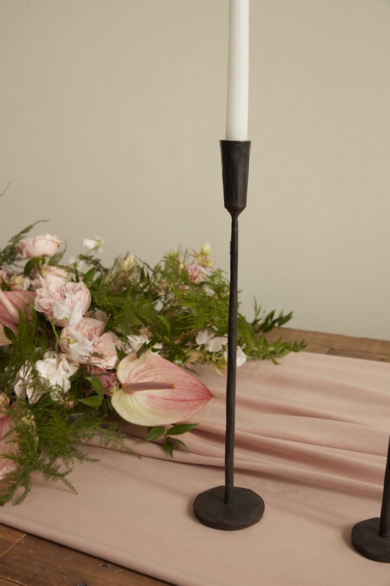 Design Shop Black Davina Collection Candlestick, 3" X 15.75".