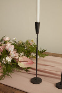 Design Shop Black Davina Collection Candlestick, 3" X 15.75".