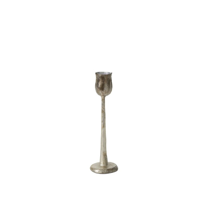 Silver candle holder on a white background