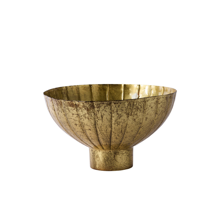 Gold metallic bowl on a white background