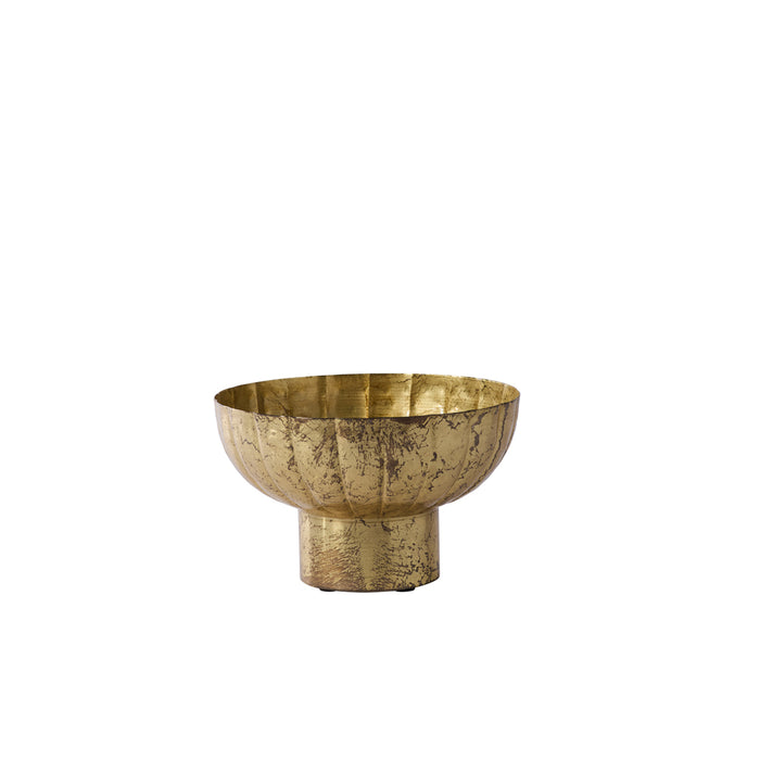 Gold metallic bowl on a white background