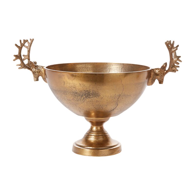 Design Shop Antique-Gold Golden Buck Bowl, 19" X 13".
