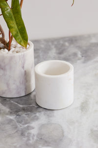 Design Shop White Marble Pots Pot, 4.75" X 4.5".