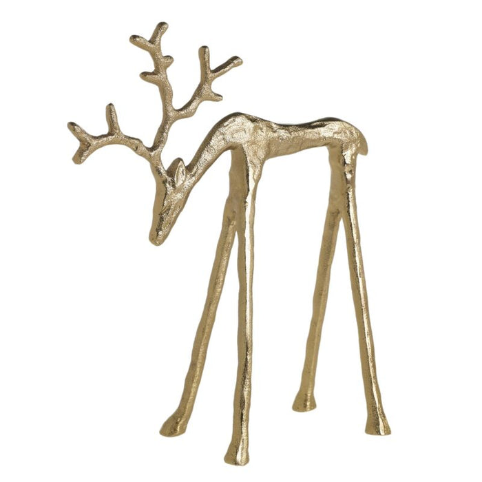 Gold deer figurine on a white background
