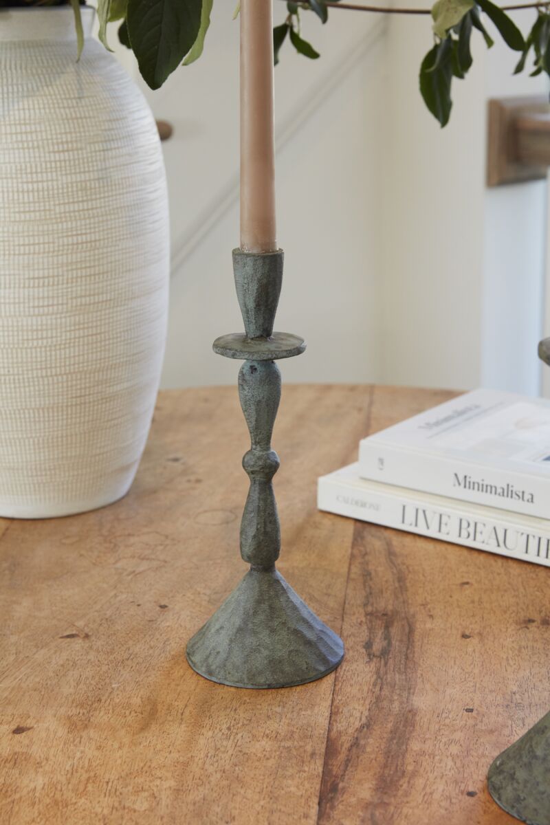 Design Shop Grey Bristol Candlestick, 4" X 10.25", Set of 2.