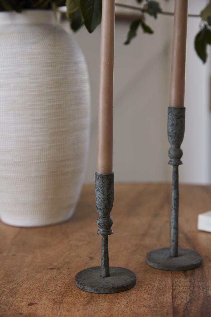 Design Shop Green Barton Candlestick, 3.25" X 6", Set of 2.