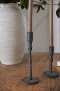 Design Shop Green Barton Candlestick, 3.25" X 9.25", Set of 2.