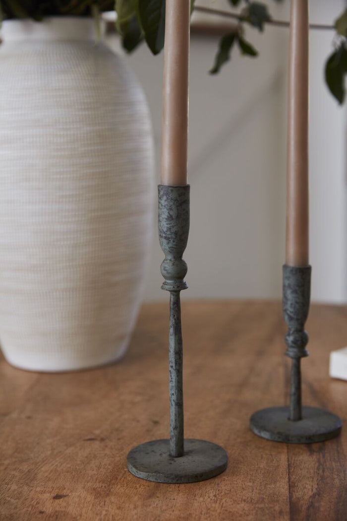 Design Shop Green Barton Candlestick, 3.25" X 9.25", Set of 2.