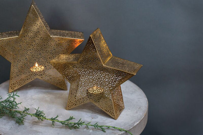 Design Shop Gold Glimmer Tea Light Holder, 10.5" X 10"