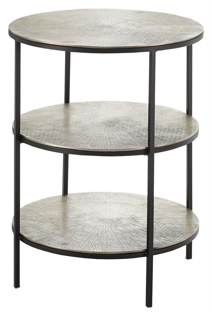 Currey and Company Accent Table from the Cane collection in Black/Pewter finish