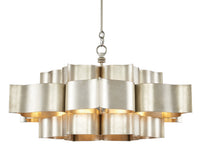Currey and Company - 9000-0051 - Six Light Chandelier - Grand Lotus - Contemporary Silver Leaf