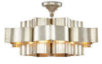 Currey and Company - 9000-0051 - Six Light Chandelier - Grand Lotus - Contemporary Silver Leaf