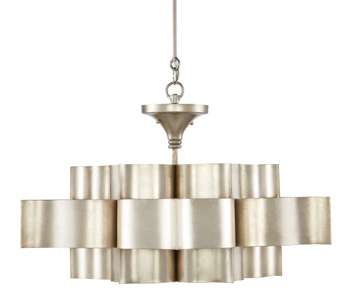 Currey and Company - 9000-0051 - Six Light Chandelier - Grand Lotus - Contemporary Silver Leaf