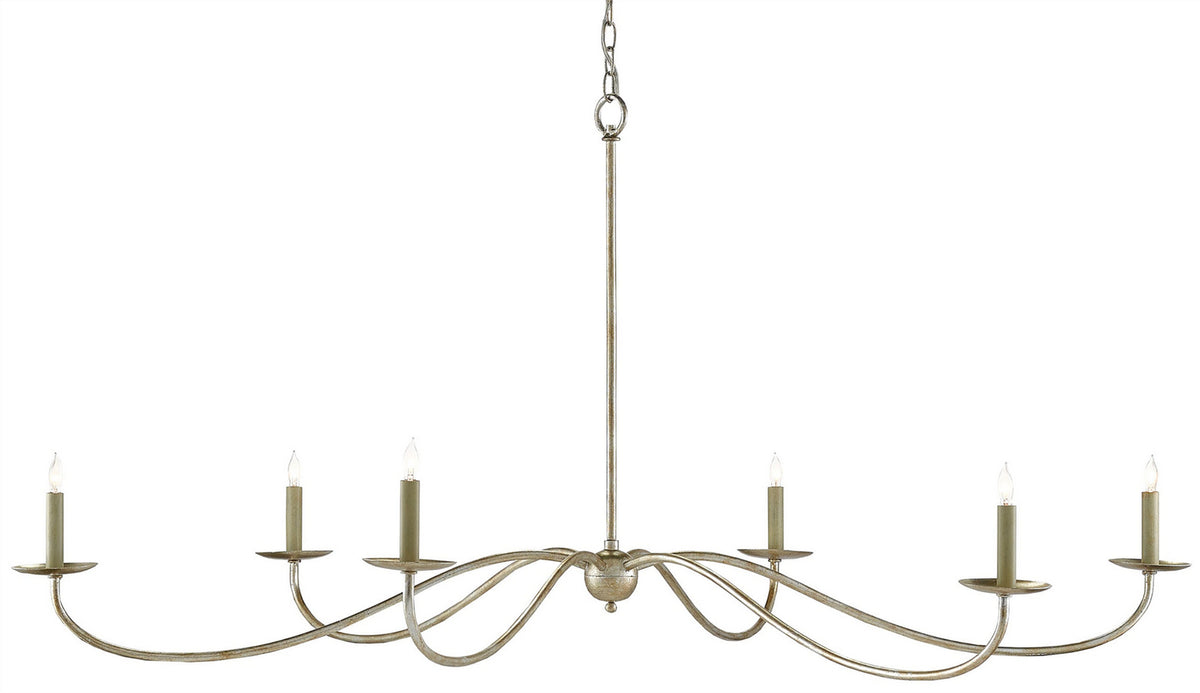 Currey and Company - 9000-0055 - Six Light Chandelier - Saxon Collection - Silver Granello