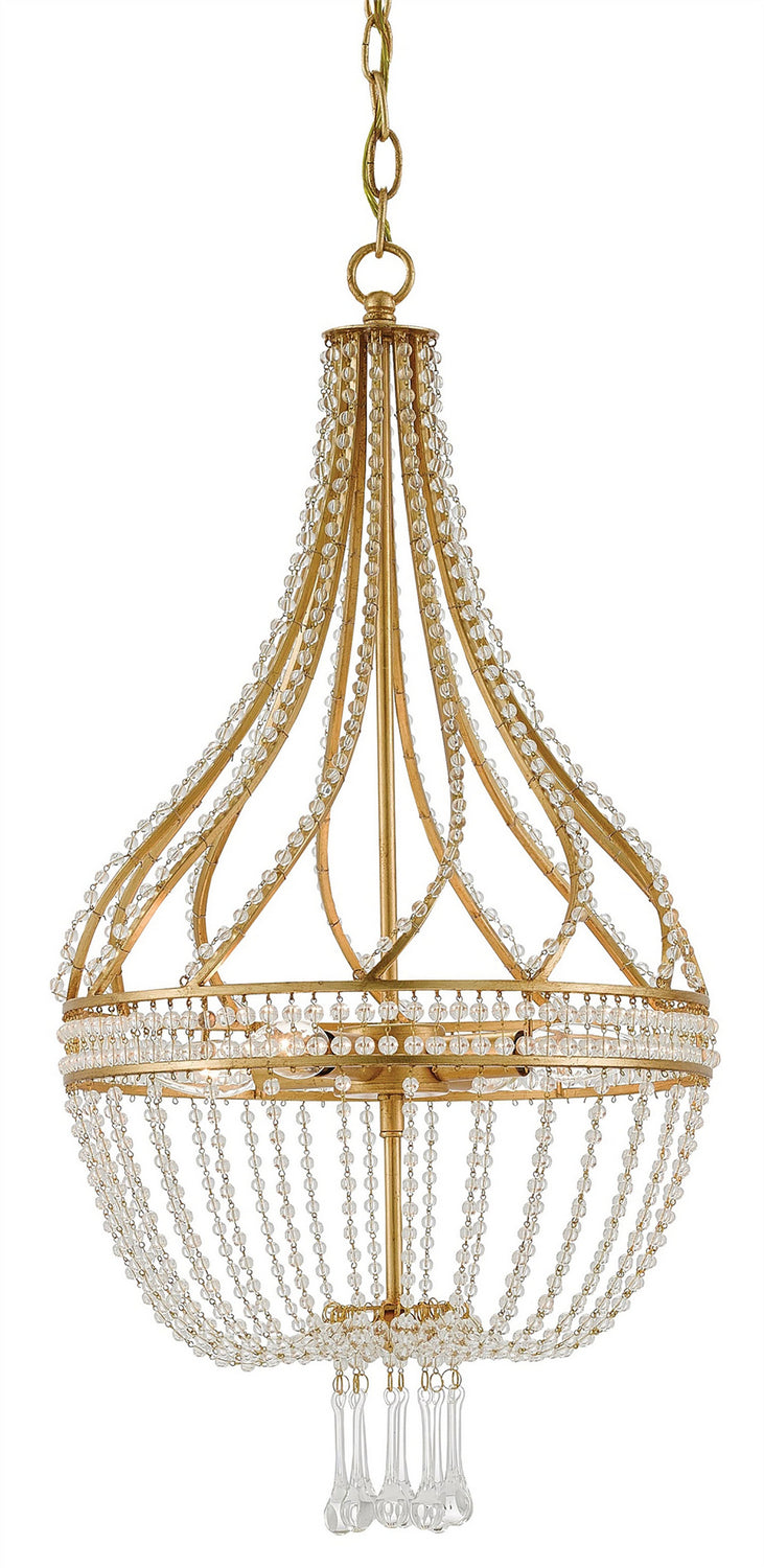 Currey and Company - 9000-0061 - Four Light Chandelier - Ingenue Gold Chandelier - Antique Gold Leaf
