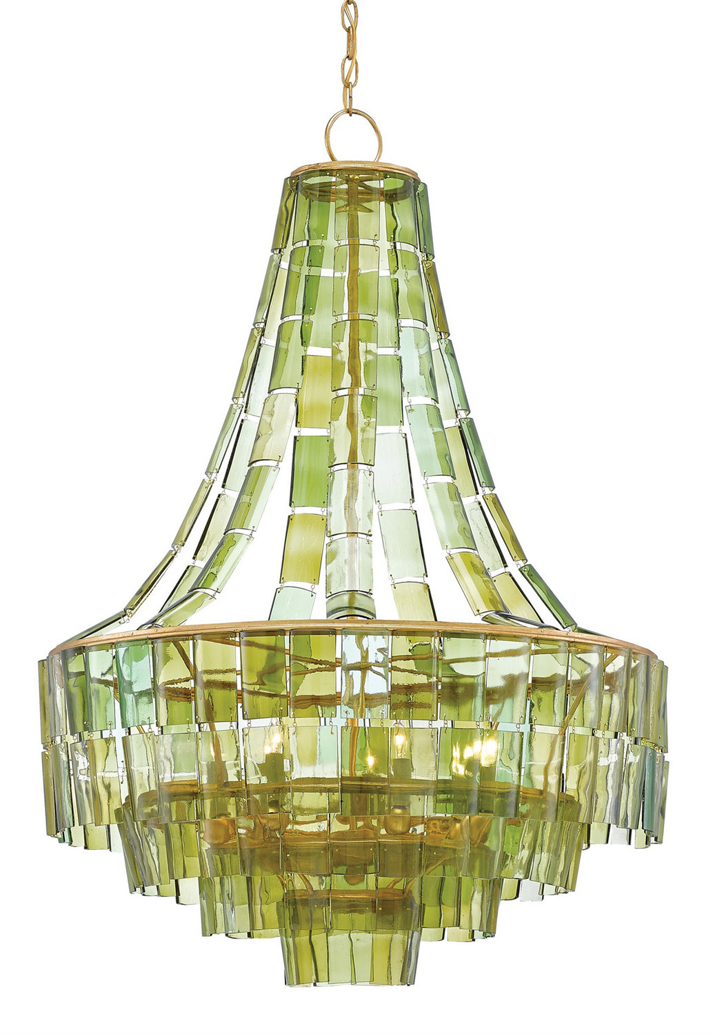 Currey and Company - 9000-0147 - Seven Light Chandelier - Vintner Collection - Dark Contemporary Gold Leaf/Green