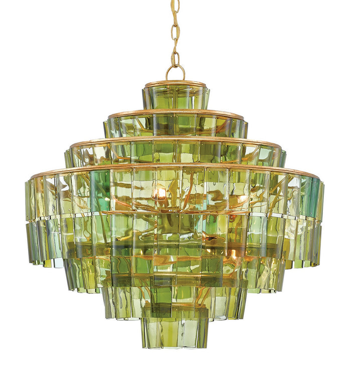 Currey and Company - 9000-0148 - Eight Light Chandelier - Sommelier Collection - Dark Contemporary Gold Leaf/Green