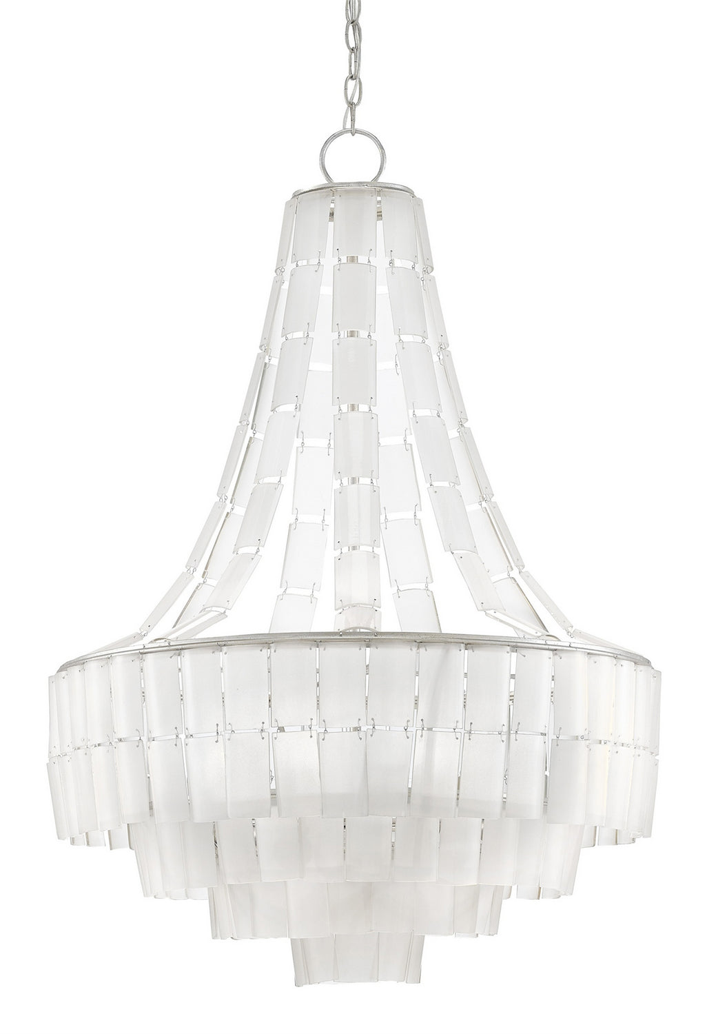Currey and Company - 9000-0159 - Seven Light Chandelier - Vintner Collection - Contemporary Silver Leaf/Opaque White