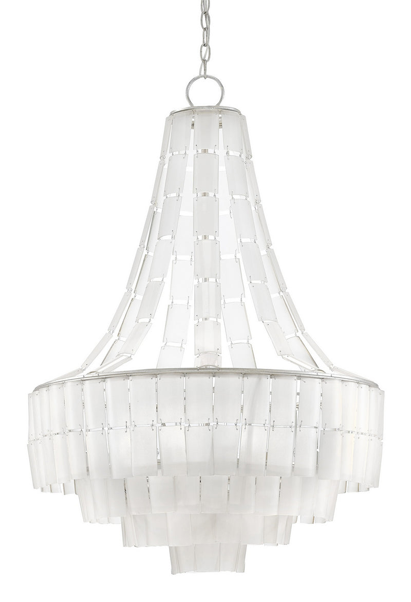 Currey and Company - 9000-0159 - Seven Light Chandelier - Vintner Collection - Contemporary Silver Leaf/Opaque White
