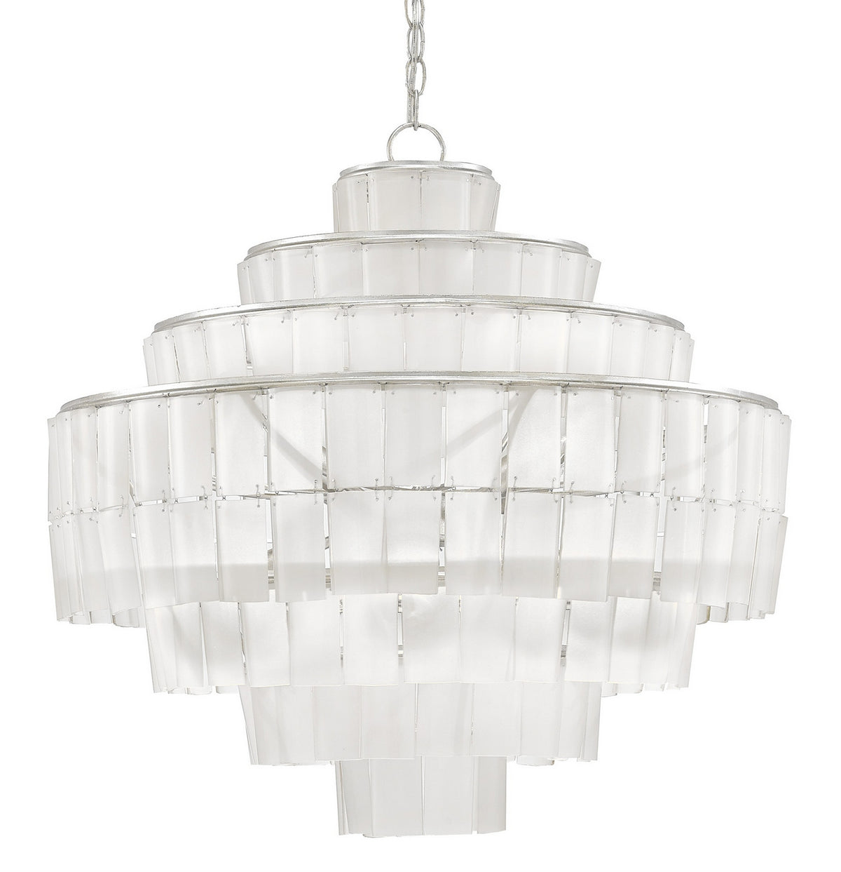 Currey and Company - 9000-0160 - Eight Light Chandelier - Sommelier Collection - Contemporary Silver Leaf/Opaque White