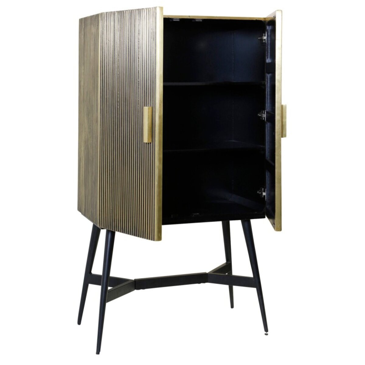 Black and Gold Fluted Storage Cabinet