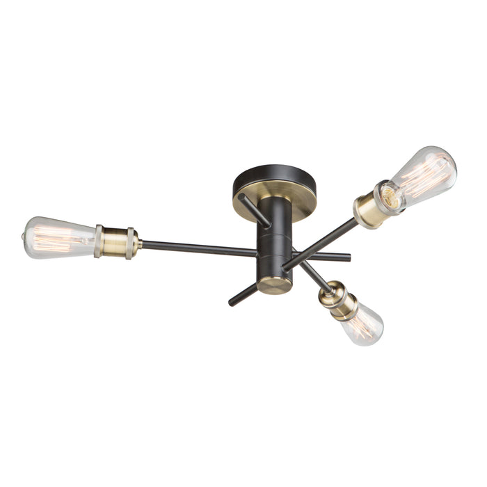 Artcraft Three Light Flush Mount from the Tribeca collection in Matte Black & Satin Brass finish