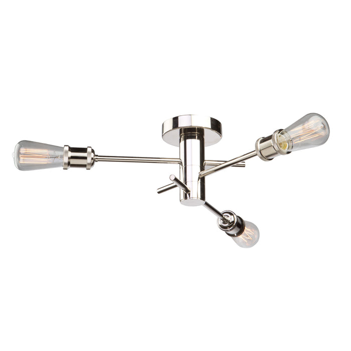 Artcraft Three Light Flush Mount from the Tribeca collection in Polished Nickel finish
