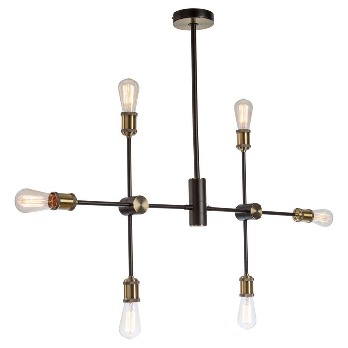Artcraft Six Light Chandelier from the Tribeca collection in Matte Black & Satin Brass finish