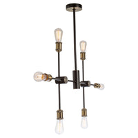 Artcraft Six Light Chandelier from the Tribeca collection in Matte Black & Satin Brass finish