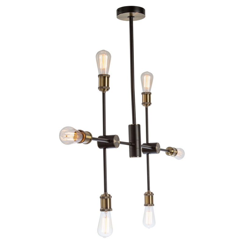 Artcraft Six Light Chandelier from the Tribeca collection in Matte Black & Satin Brass finish