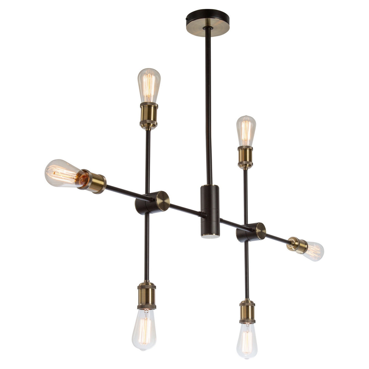 Artcraft Six Light Chandelier from the Tribeca collection in Matte Black & Satin Brass finish