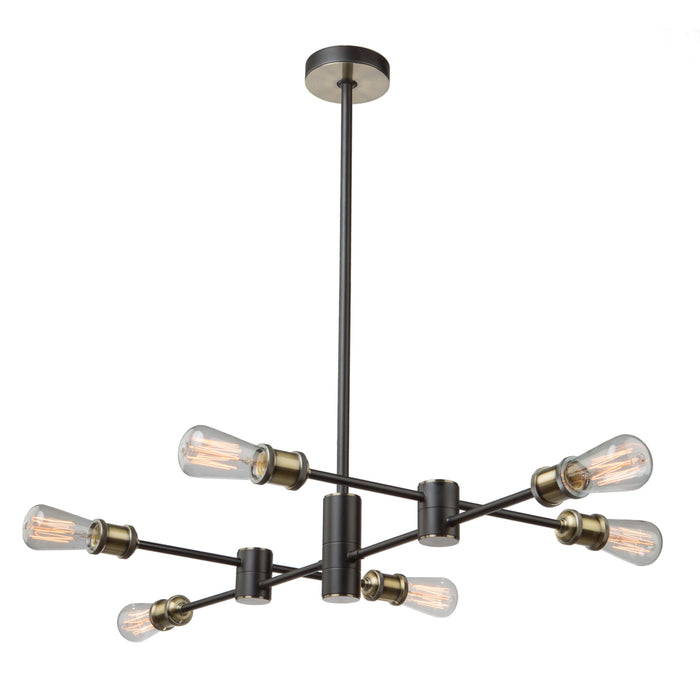 Artcraft Six Light Chandelier from the Tribeca collection in Matte Black & Satin Brass finish