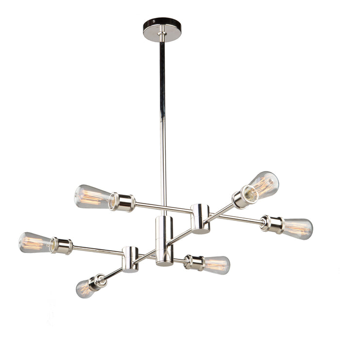 Artcraft Six Light Chandelier from the Tribeca collection in Polished Nickel finish