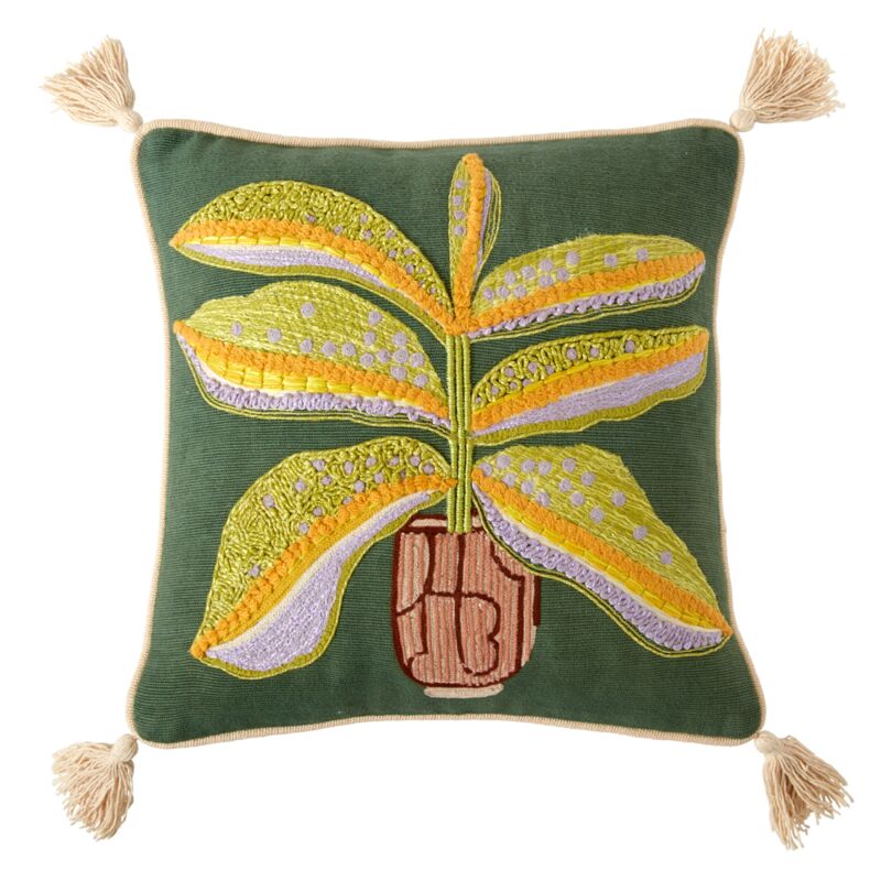 Design Shop Green Thrive Pillow Square, 0" X 14".