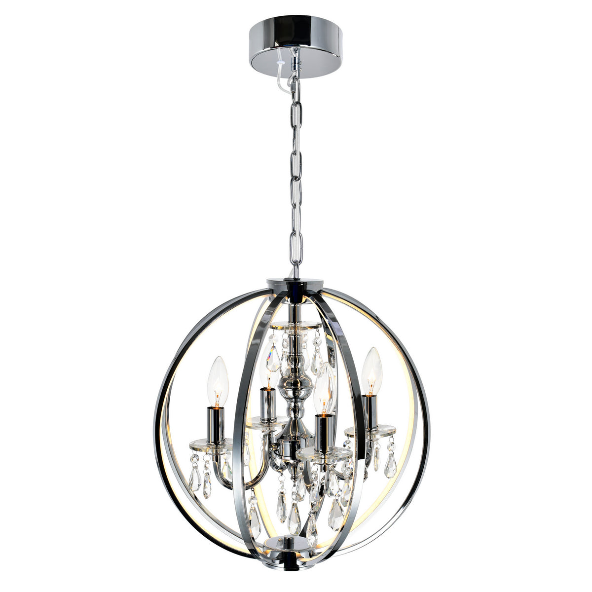 CWI Lighting Four Light Chandelier from the Abia collection in Chrome finish