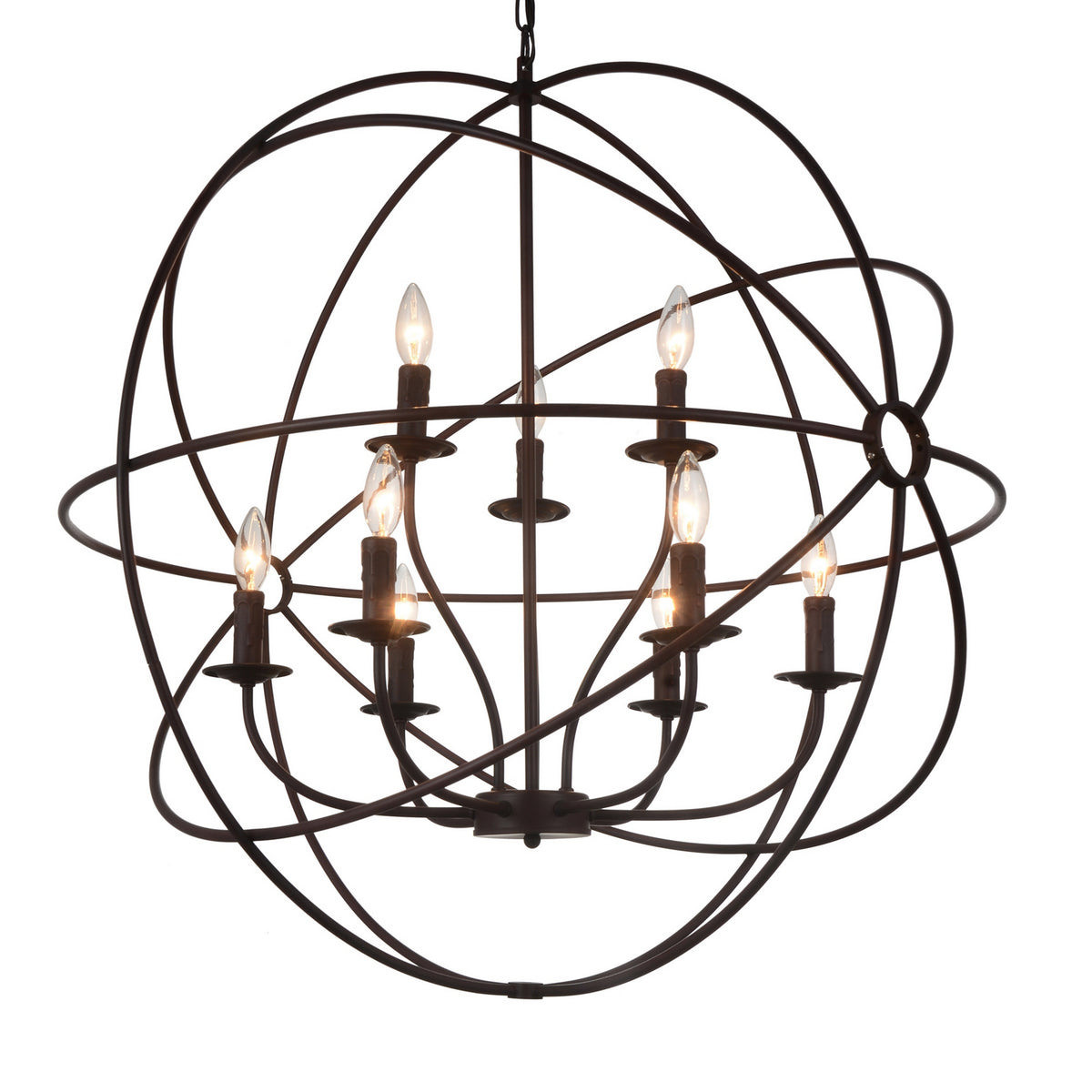 CWI Lighting Nine Light Chandelier from the Arza collection in Brown finish
